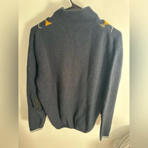 Men's BARBOUR Argyle Sweater - Navy, Yellow, and Olive - Picture 4 of 9